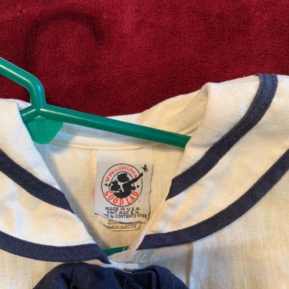 Linen blue and off white sailor dress - Picture 2 of 3